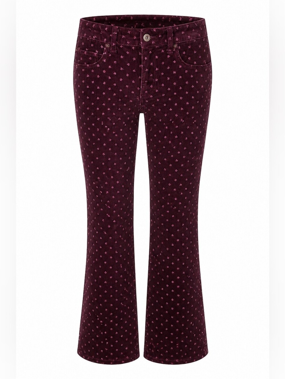 Pilcro And The Letterpress Corduroy High Raise Bootcut Jeans 28 Floral Burgundy